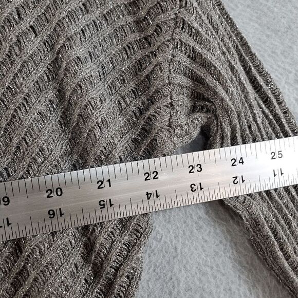 Jennifer Lopez Sweater Women Small Gray Brown Metallic V Neck Pullover - Picture 4 of 10